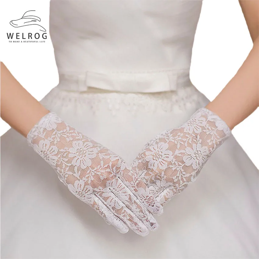 

WELROG Short Lace Gloves Glove Prom Party Gloves Full Finger Gloves Outdoor Driving Glove Collocation Fascinators Glove