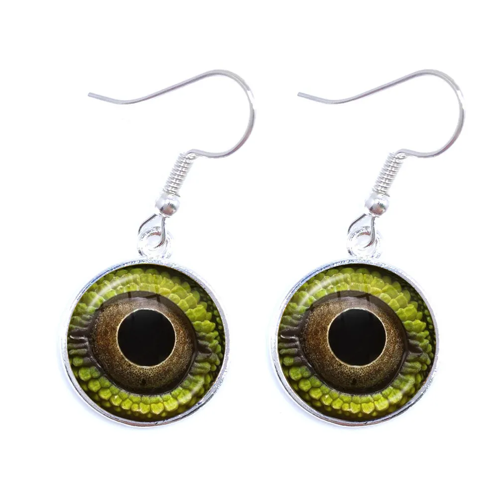 1Pair Drago Occhi 25 Millimetri Di Vetro Cabochon Orecchini Gli Occhi Degli Animali Drago Serpente Gufo Gatto Occhi Di Tigre Orecchini D'Argento Per G