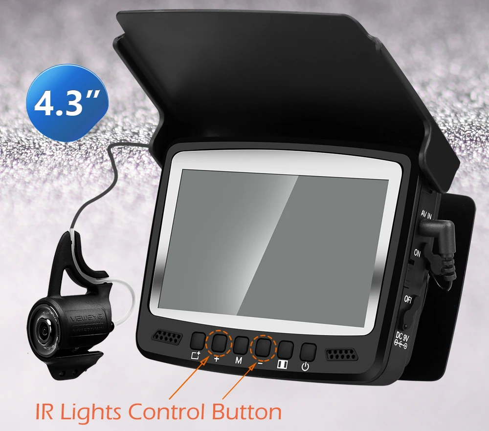 ViewEye Video Fish Finder 4.3 Inch IPS LCD Monitor Camera Kit For Winter Underwater Ice Fishing Manual Backlight Boy/Men's Gift