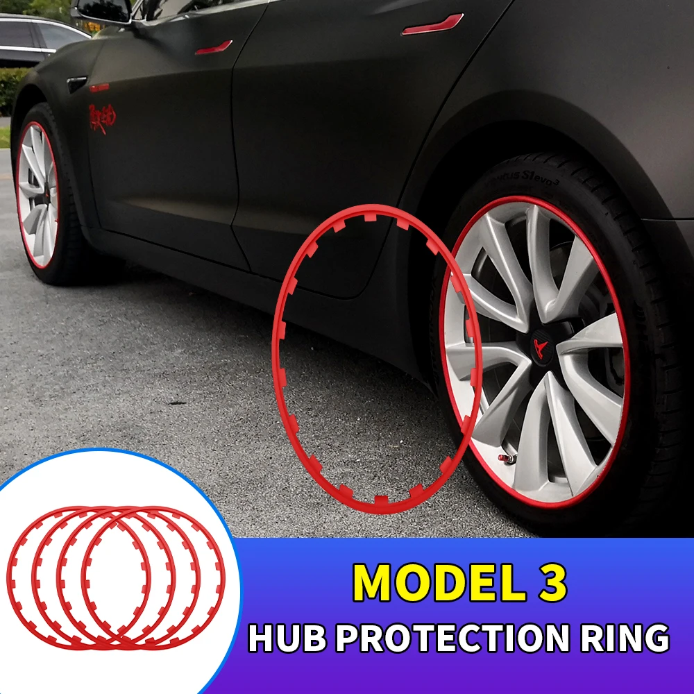 4 шт. для 2017 2018 2019 2021 2020 Tesla Model 3 защитное кольцо обода колеса автомобиля защитная
