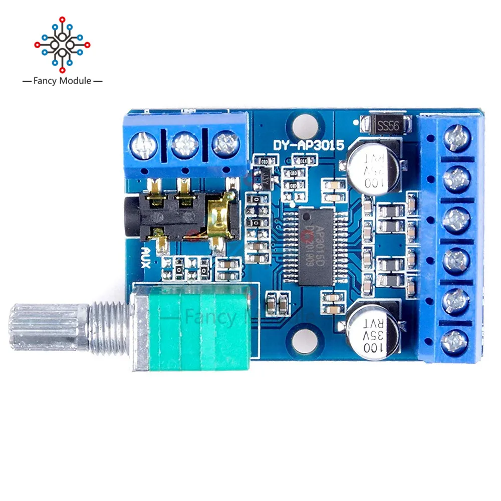 DY-AP3015 DC 8-24V 30W* 2 Class D двухканальный высокой мощности Цифровой стереоусилитель доска с регулируемым потенциометром громкости