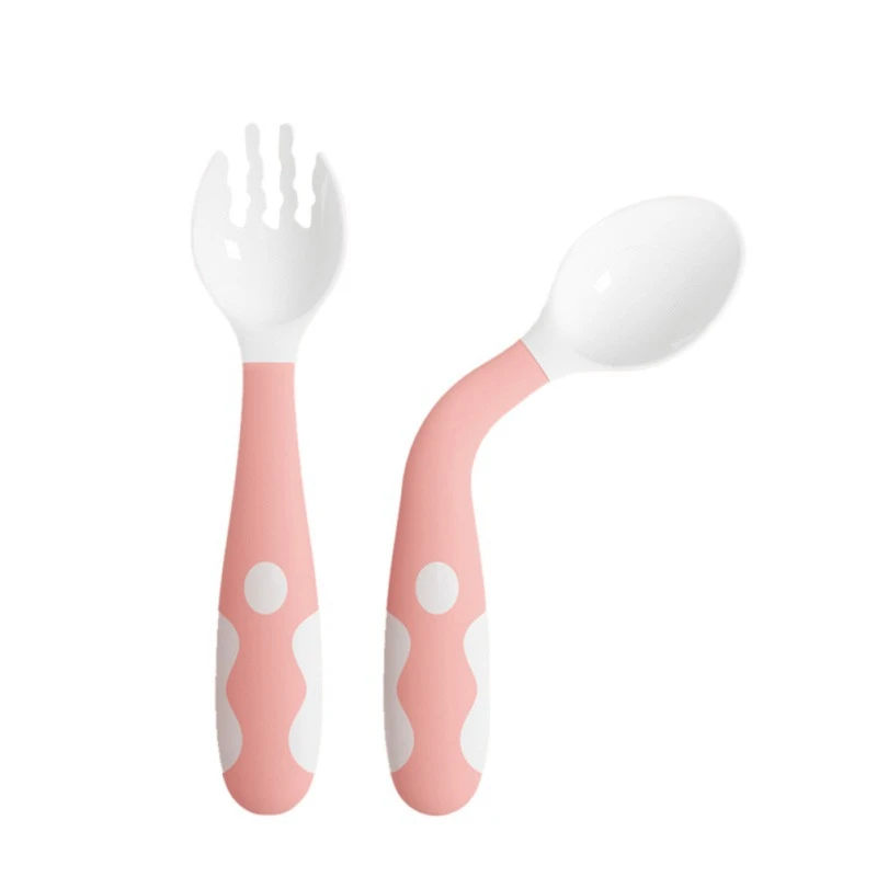 C1-3PC-14.2X3.2cm Набор ложка и вилка для кормления детей, безопасный чехол для путешествий, легкая ручка для малышей, термостойкая детская тренировочная ложка для кормления - Цвет: C1-3PC-14.2X3.2cm