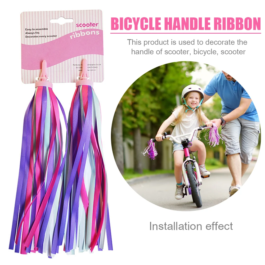 2 pairs manillar flecos para niños ruedas de bicicleta manillar cintas lila azul
