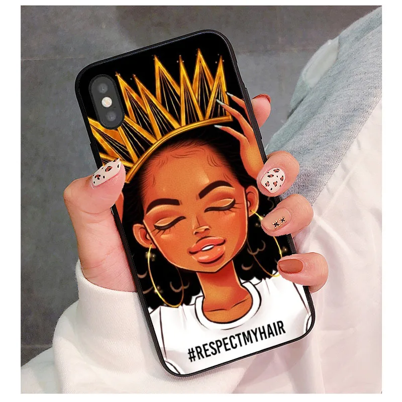 2bunz Melanin Poppin Aba чехол для телефона для iphone 11 11PRO 5S SE 6S 7 8 XS XR XSMAX Черный силиконовый чехол для девочек