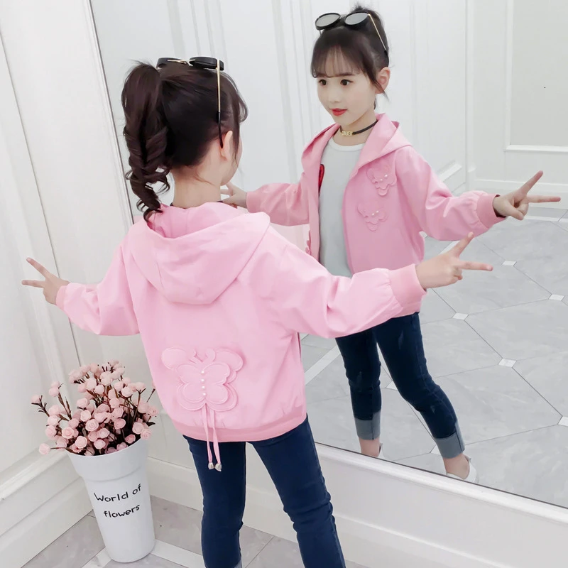 

2019 Spring Autumn Sweatshirt Kid Clothes Cotton Long Sleeve Slim Fit Girls Jacket Hooded Coat Girls Clothes Children Clothing