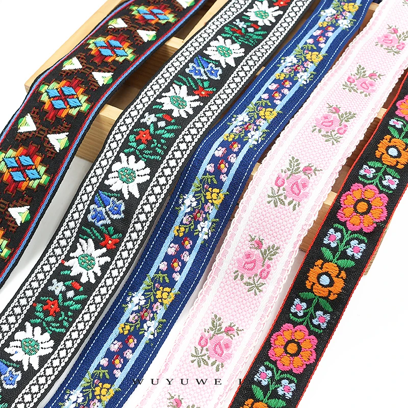 Tanie 1M haft w kwiaty wstążka etniczne koronki Vintage taśmy Indian