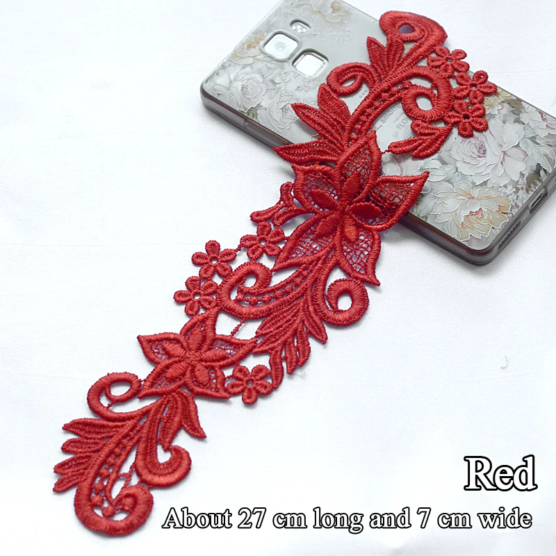 Red 1 пара полые вышивки кружева аппликация ручной работы DIY декоративные аксессуары материалы много цветов на выбор - Цвет: Red
