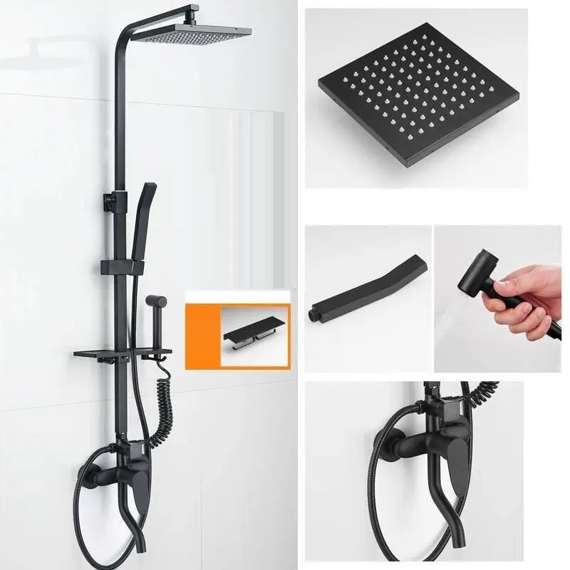 Набор для душа Regadera Black Conjunto Doccia Ducha Piscina Preto panel для ванной комнаты