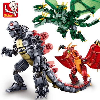 

Sluban Godzillaes Giant Ghidrahed Rodaned Building Block King of The Monstersed model Bricks Mech Toys for boys gift Constructor