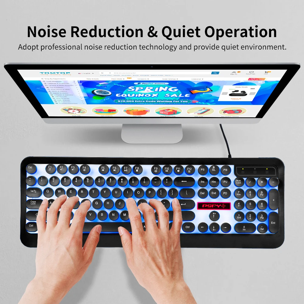 USB Проводная игровая клавиатура в стиле стимпанк с подсветкой ретро круглая