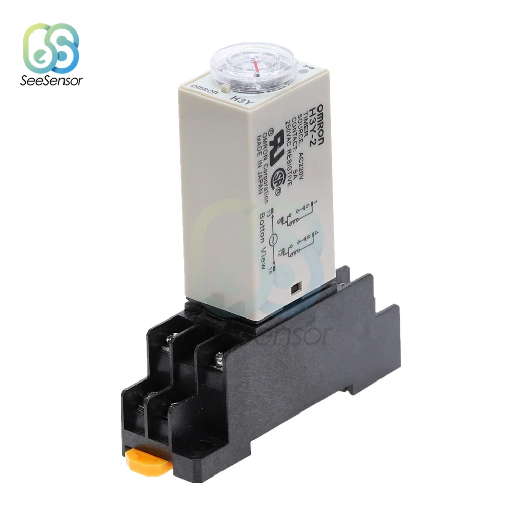 

H3Y-2 AC 110V 220V DC 12V 24V Delay Timer Time Relay 0 - 30 Minute/Seconds with PYF08A Base Socket
