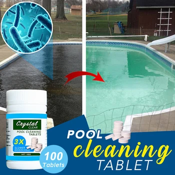 

100g Swimming Pool Cleaning Effervescent Chlorine Tablet Cage Disinfectant Pool Clarifier Multifunctional Cleaner Pool Detergent