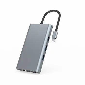 

1PC 10 In 1 Usb C Hub 4K Hdmi Vga Sd / Tf Card Reader Rj45 Ethernet 3 Usb3.0 Ports 3.5Mm Audio Expansion Base Ulc13D02 (Sst)