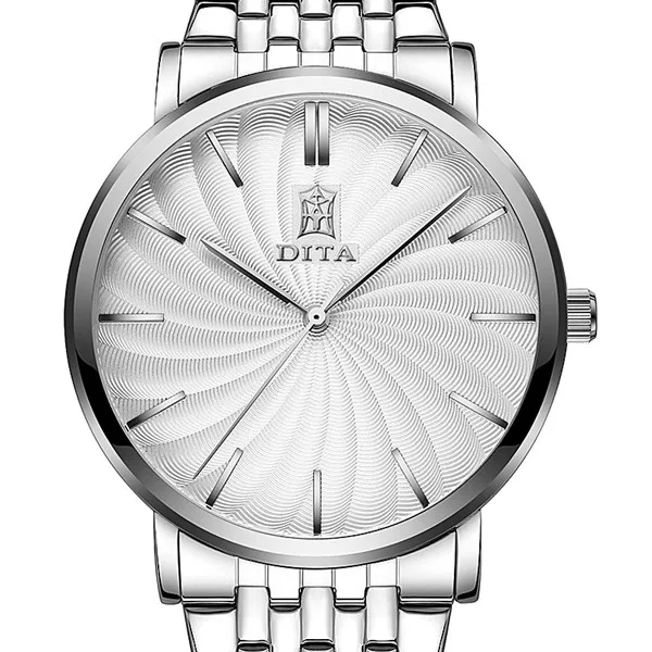 silver white DITA бренд для мужчин Смотреть Простой циферблат тонкий корпус часов водонепроницаемый хронограф Автоматическая Дата модные спортивные бизнес роскошные повседневные мужские часы - Цвет: silver white