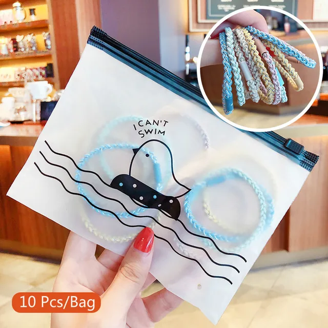 10/50/100 Pcs/Set Women Girls Colors Soft Scrunchies Elastic Hair Band Lady Lovely Solid Rubber Bands Female Hair Accessories 16-10 Pcs