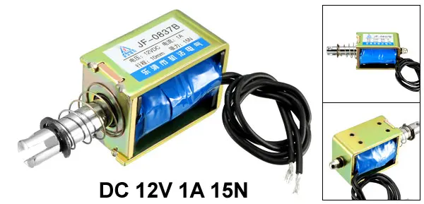 DC12V 15N 37x20x26 Uxcell 1 шт. 10 мм Электромагнит Pull Push Тип открытая рама Линейное движение DC 6 в 12 В 24 В Плунжер Весна возврат - Цвет: DC12V 15N 37x20x26