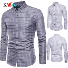 Брендовая мужская рубашка с длинным рукавом, оксфордская официальная Повседневная приталенная рубашка в клетку, мужская рубашка chemise homme M-5XL
