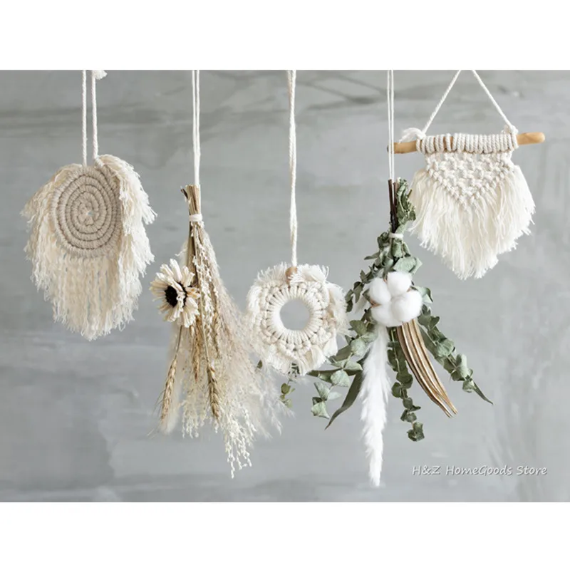 Small Nordic Hand-woven Tapestry Macrame Wall Hanging 100%Cotton For Children's Room Headboard Photo Props Boho Home Decor tapestry decorations