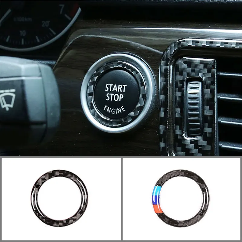 

For BMW 3 Series E90 E92 2005-2012 Real Carbon Fiber Car Start Stop Engine Button Ring Trim Car internal Accessories