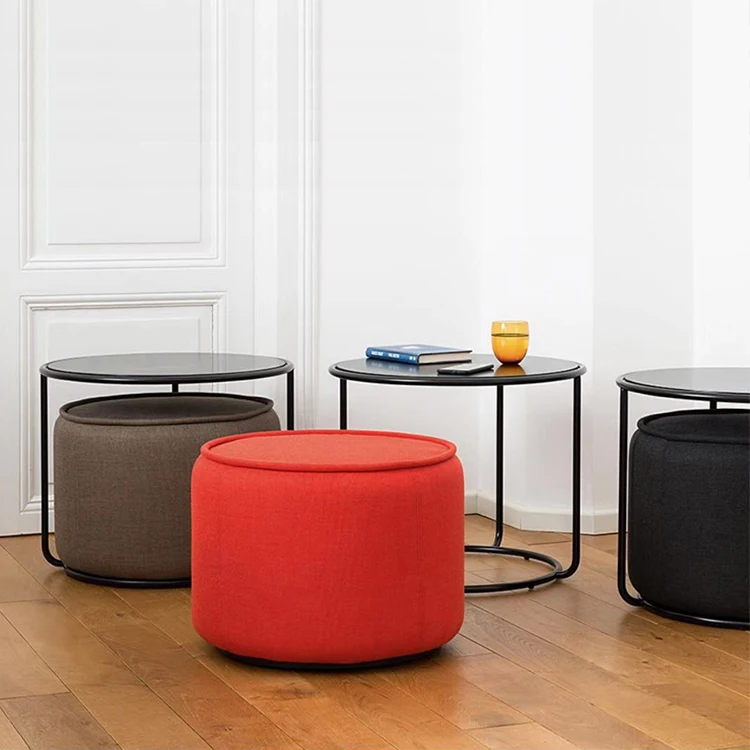 

Creative Iron coffee table stool set sofa side table round small apartment corner table simple modern living room furniture
