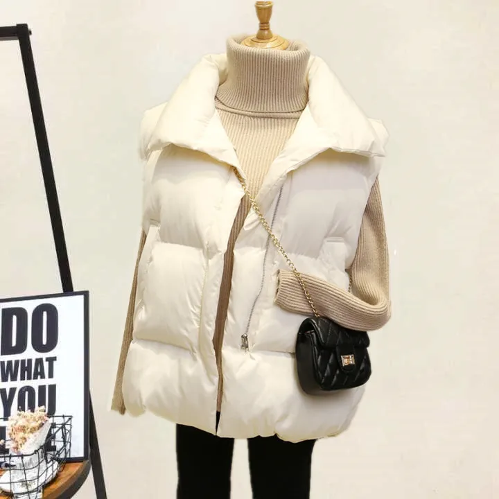 Mooirue/зимнее пальто для женщин; Повседневный жилет; парка; однотонная уличная одежда в Корейском стиле; теплая верхняя одежда с карманами; утепленный жилет; куртки; топы