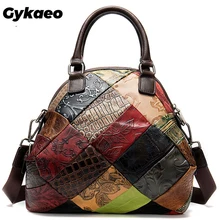 Gykaeo богемный стиль натуральная кожа сумки женские известные бренды из воловьей кожи Лоскутная сумка на плечо
