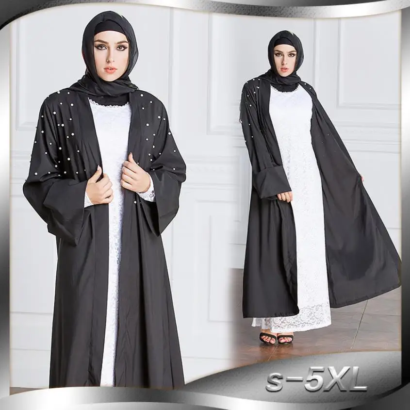 S-5XL, бисероплетение, Абая, модное мусульманское платье, исламский женский кардиган на молнии, халат, Дубай, популярные стили, молящийся сервис, одежда wj1376