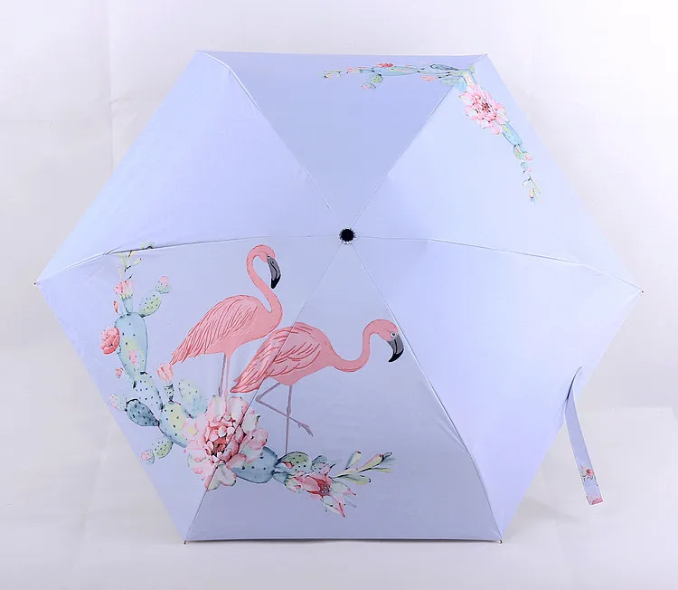 Wathet Flamingo Карманный мини-зонтик,, 200 г, супер легкие и маленькие складные зонты, женские Мини-зонты от солнца, женские зонты для путешествий - Цвет: Wathet Flamingo