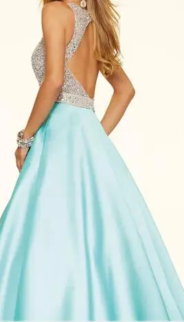 Небесно-голубой Халат de soiree линия Мода Vestidos De Festa Longo длина до пола бисером с блестками выпускного вечера атласная ткань платья подружек невесты - Цвет: Небесно-голубой