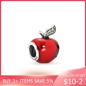 

CodeMonkey 100% S925 Sterling Silver Red Apple Beads DIY Jewelry Making Fruit Series Fit 3mm Bracelet for Christmas Gift S1516