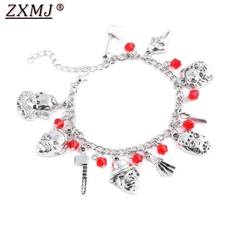 ZXMJ Чаки, браслеты для лица, маска King's IT Pennywise, ужас, браслет, хоккейный ужас для мужчин и женщин, ювелирные изделия на Хэллоуин, подарки