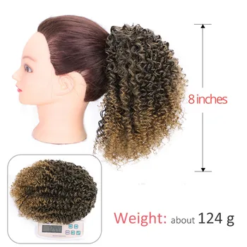 AISIBEAUTY Afro Kinky Curly Hair Extension Drawstring Puff Ponytail Synthetic Clip in Pony Tail  African American Hair Extension 3