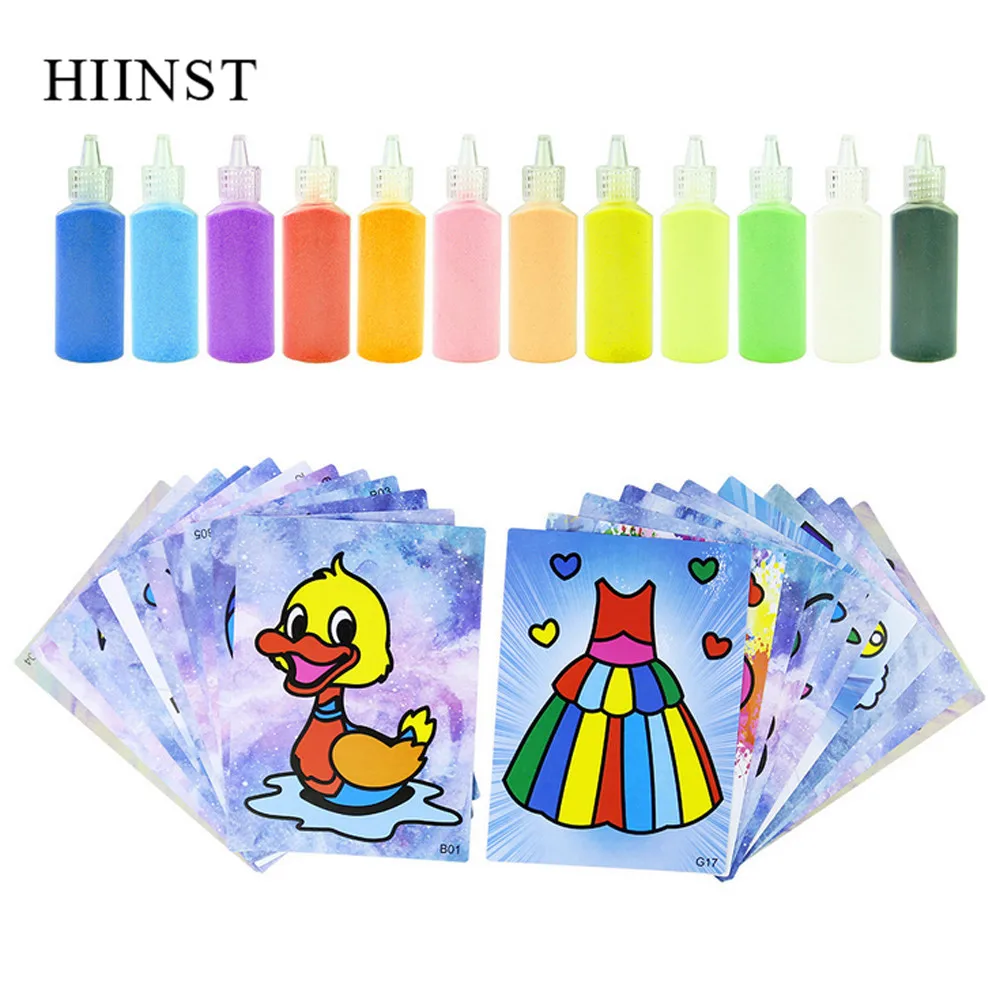 HIINST Kids 12 Colors Sand Painting Art Kit Drawing Toys Brush Table Funnel Cartoon Paper Writing DIY | Игрушки и хобби