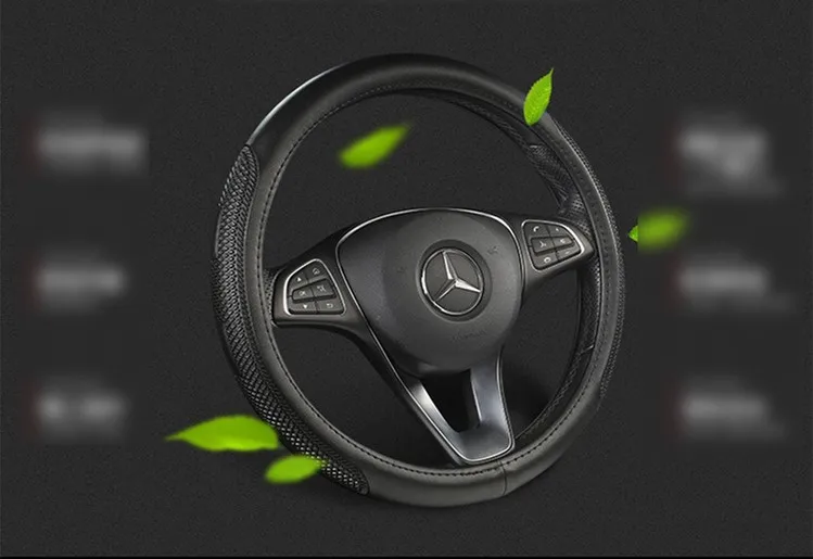Чехол рулевого колеса автомобиля Skidproof Авто Крышка рулевого колеса Противоскользящий Универсальный тиснение кожа автомобиль-Стайлинг