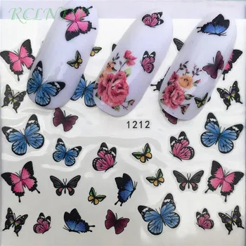 

Nail sticker art decoration slider butterfly rose flower adhesive design Water decals manicure lacquer accessoires polish foil