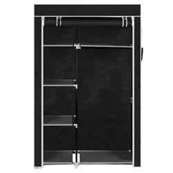 Armario de 4 capas y 6 rejillas no tejidas, armario de almacenamiento de ropa para dormitorio, organizador de armario a prueba de polvo, estante de muebles para el hogar, portátil, negro
