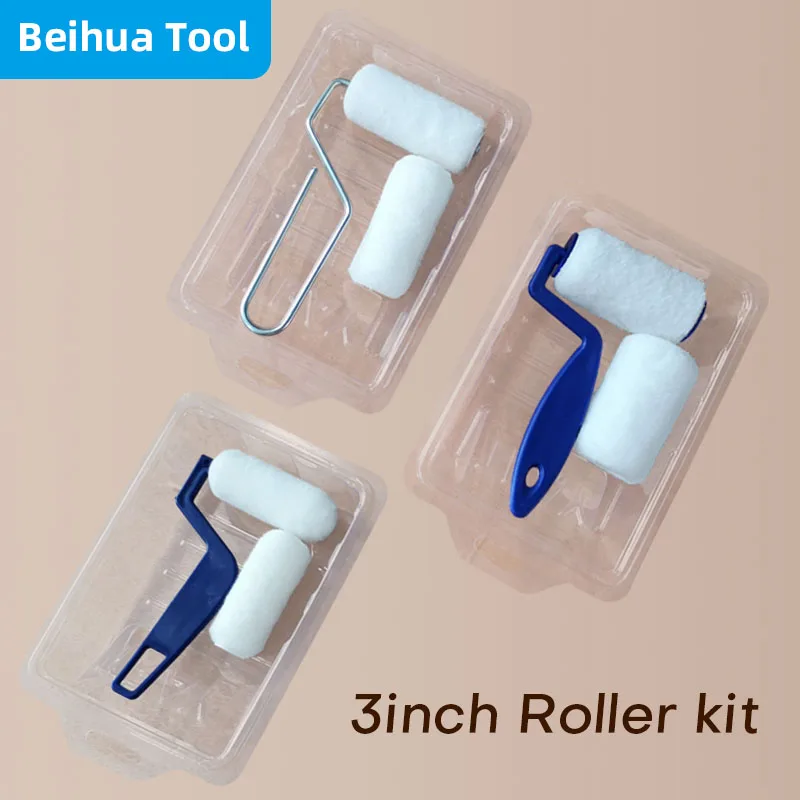4PCS/set 3inch Paint Roller Brush Paint Tray kit 7.5cm Painting Tools Small  Rollers for Kid Drawing Mini rolls Short hair