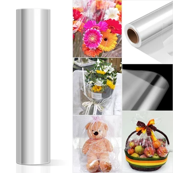 

STOBOK Cellophane Wrap 2.5 Mil Thick Cellophane Wrap Roll Clear Cellophane Bags to Wrap Gift Baskets Arts & Crafts