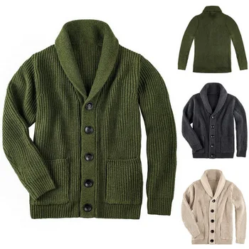 

Fashion Men Autumn Casual solid Sweater Men's Button V-Neck Sweaters Slim Fit Knitting Sweaters Knit Cardigan Male Casual Tops
