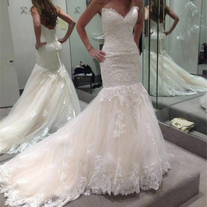 Vestidos de novia свадебное платье без бретелек длиной до пола рукавов на шнуровке с
