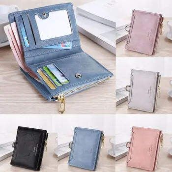 

US STOCK Solid Cute Wallet Women Coin Bag Case Leather Simple Bifold Small Handbag Purse