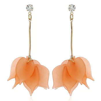 

Kroean petals flower gold earrings jewelry resin earring light multi colors Fashion Jewelry earringds For Women