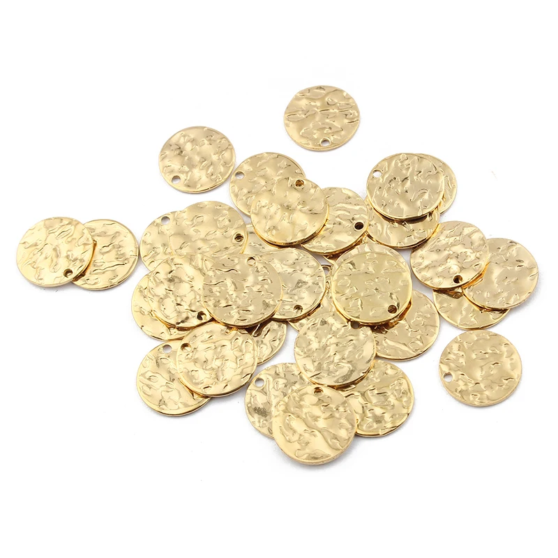 10pcs Stainless Steel Round Hammered Charms