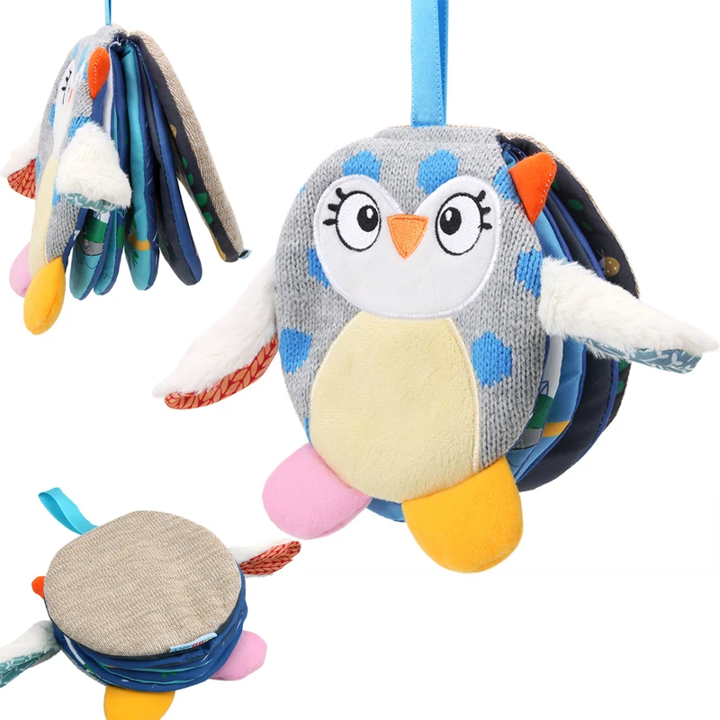

Animals owl Soft Cloth Fun Book Baby Intelligence Development BB Sounds Learn Picture Cognize Quiet Book Rattle Baby Toy DS9