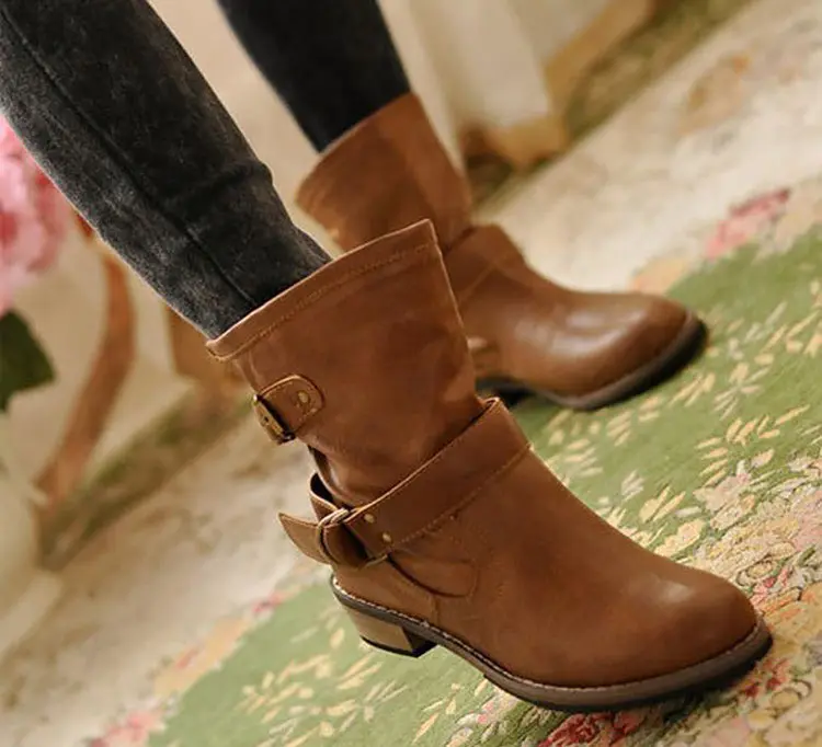 Winter-women-boots-2019-solid-color-comfortable-motorcycle-boots-women-boots-buckle-strap-casual-shoes-woman