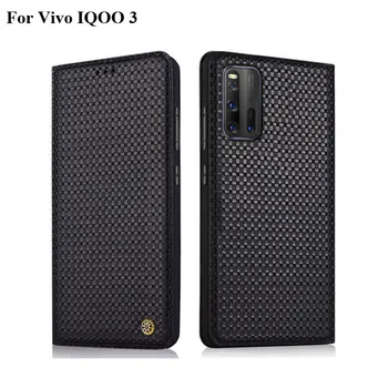 

2PCS For Vivo IQOO 3 5G Case cover Luxury Genuine Leather flip Back Cover For Vivo IQ OO 3 case back shell IQOO3