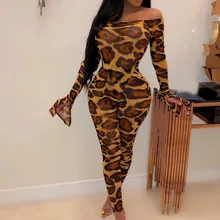Спортивные костюмы для женщин, женский спортивный костюм, зима, женский комбинезон с открытыми плечами и длинным рукавом с леопардовым принтом, длинные штаны, набор#3