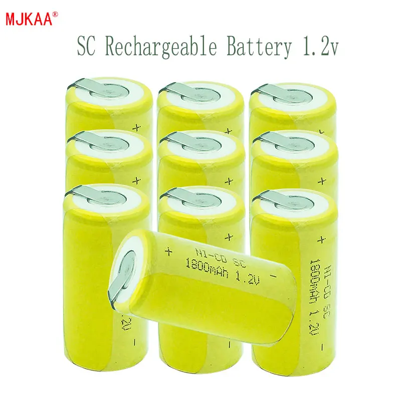 10 шт Sub C SC 22420 1,2 V батареи 1800mAh 22*22*42 Ni-MH батареи с удлинителем, обработанные в инструменты батареи