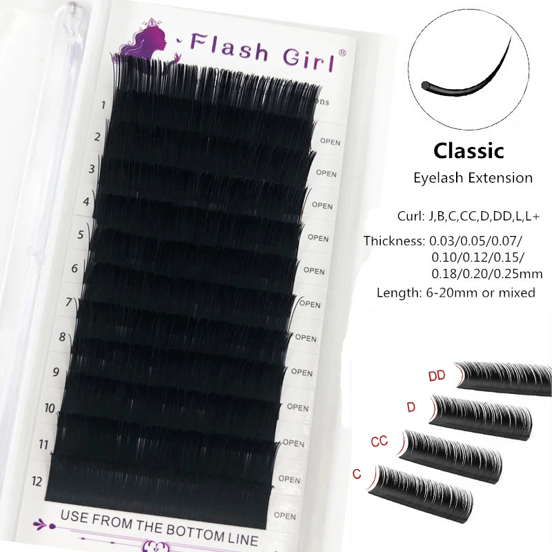 

Flash Girl Individual Thick Eyelashes Faux Mink Eyelashes 0.20C Classic Russian Volume Makeup Lash Manufacturers
