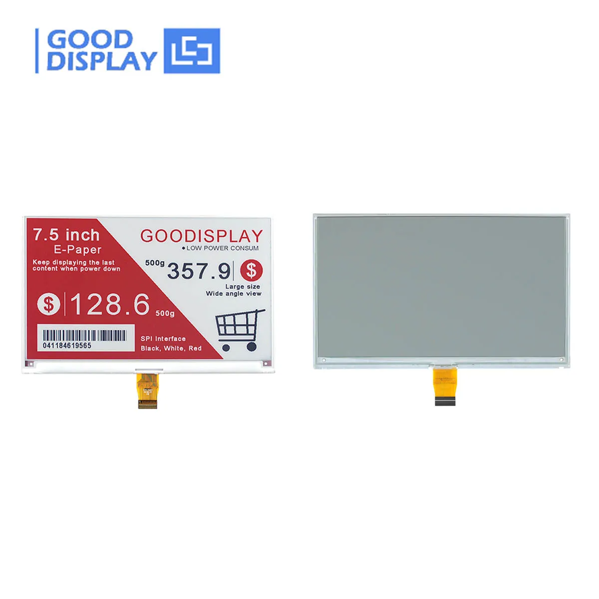 Display de Papel Eletrônico Atualização Completa de Peças Preto e Branco Vermelho Tri-color Gdey075z08 75 Polegadas - Imagem 2